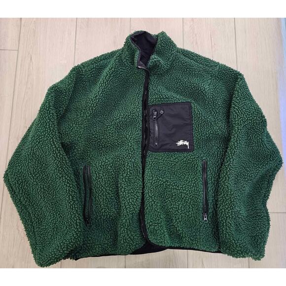 Green Stussy Reversible 8-Ball Fleece (RARE DS) - Picture 4 of 7